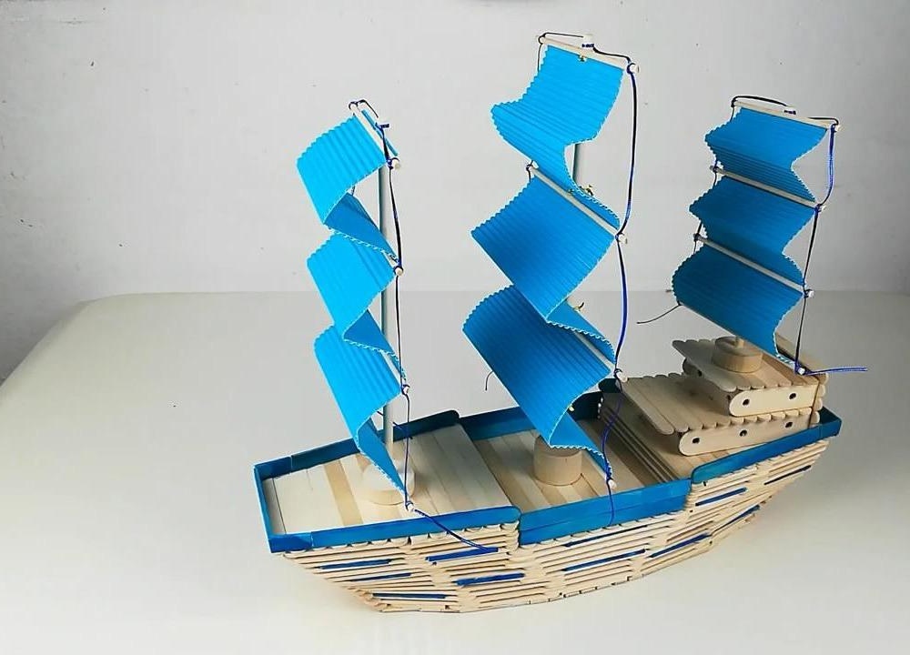 手工筷子制作帆船过程图片